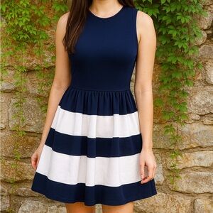 LOVE...ADY Navy Ponte Knit Fit and Flare Mini Dress, XS